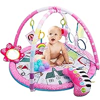 Amagoing Baby Gym Play Mat,4-in-1 Infant Activity Gym with 6 Detachable Toys & Ball Pit for Toddler Sensory and Motor Skill Development Discovery, Newborn Essential Gifts for 0-12 Months Baby Girl Boy