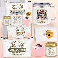 LiqCool Mothers Day Gift Basket - Best 14 Oz Mamasaurus Mug Gift Basket for Mom Wife from Daughter Son, Funny Popular Mother's Day Gift Ideas, Unique Birthday Gifts Set for Mom Women(White)