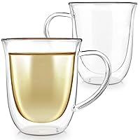 Teabloom Double Walled Borosilicate Glasses – Set of 2 Insulated Glass Cups for Tea, Coffee and More - 12 oz / 350 ml – Canterbury Bells Collection