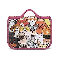 Doodle Dogs and Cats Hanging Toiletry Bag for Women Travel Makeup Bag Organizer Waterproof Cosmetic Bag