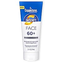 Coppertone Sport Face Sunscreen Lotion SPF 60+, Water Resistant Sunscreen, Broad Spectrum SPF 60+ Sunscreen, 2.5 Fl Oz Tube