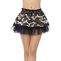 Fever Women's Camouflage Tutu Underskirt with Lace Top and Bow In Display Pack
