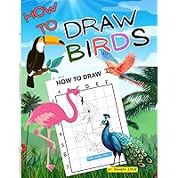 How to draw birds: Vol 1. Learn to draw parrots, flamingos and more in a simple grid step, with this beginner friendly drawing book.