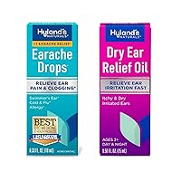 Bundle of Hyland's Naturals Earache Drops 0.33 Fl Oz + Dry Ear Relief Oil, Relieve Ear Irritation Fast, for Itchy & Dry Irritated Ears, Ages 2+, Day & Night Drops, 0.5 Ounce