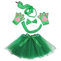 Petitebella Snake Headband Bowtie Tail Gloves Green Tutu 5pc Girl Costume