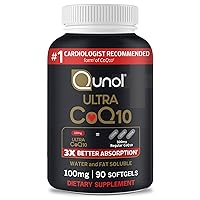 Qunol CoQ10 100mg Softgels Ultra 3X Better Absorption Coenzyme Q10 Supplements - Antioxidant Supplement for Vascular and Heart Health & Energy Production - 3 Month Supply - 90 Count