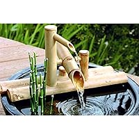 Bamboo Fountain Decor,Water Spout with Pump,Garden Decoration, Waterfall,Outdoor Garden Feature,50Cm