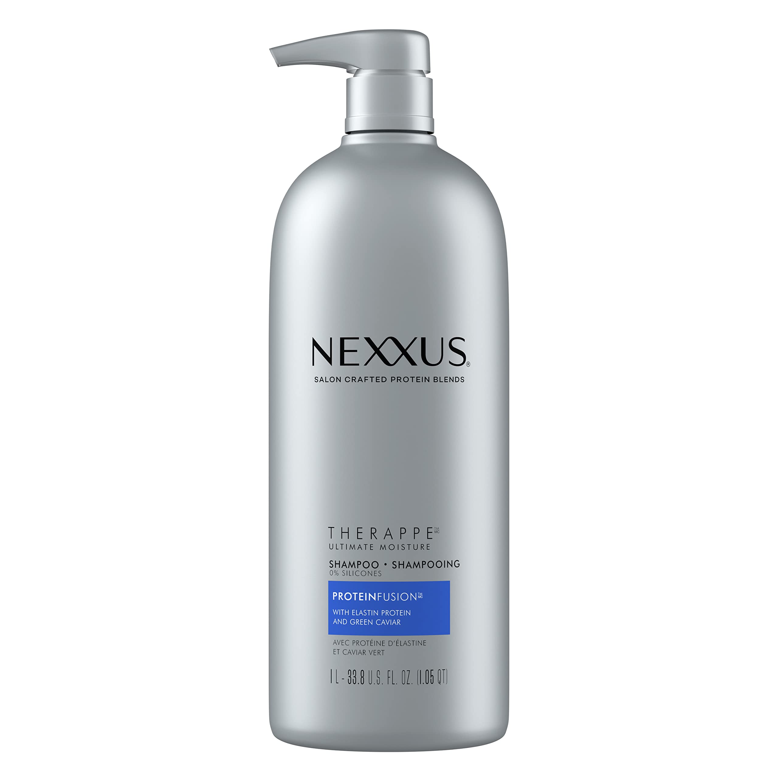 Nexxus Therappe Moisturizing Shampoo Ultimate Moisture for Dry Hair Silicone-Free, Moisturizing ProteinFusion with Elastin Protein and Green Caviar 33.8 oz