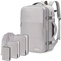 Carry On Backpack, 40L Flight Approved Travel Backpack for Men Women,Airline Approved Gym Backpack Waterproof Business Laptop Daypack (Grey (Backpack With 4 Packing Cubes))