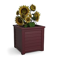 Mayne Lakeland 20in Square Planter - Cranberry Red - 20in W x 20in D x 20in H - with Built-in Water Reservoir (5867-CBR)