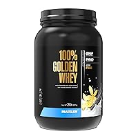 Maxler 100% Golden Whey Protein - 24g of Premium Whey Protein Powder per Serving - Pre, Post & Intra Workout - Fast-Absorbing Whey Hydrolysate, Isolate & Concentrate Blend - French Vanilla 2 lbs