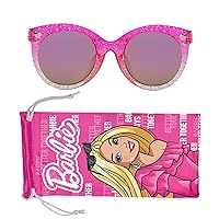Barbie Pink Tinted Glitter Kids Girls Sunglasses - Stylish, Comfortable & Durable UV-Protection Barbie Pink Sunglasses with Soft Carrying Case - Officially Licensed Product