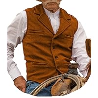 Hunting Aged Mens Tweed Waistcoats Herringbone Vests Wedding Retro Casual Wool Business XS-4XL