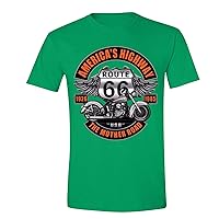 Men's Route 66 America's Highway Biker Motorcycle Crewneck Short Sleeve T-Shirt