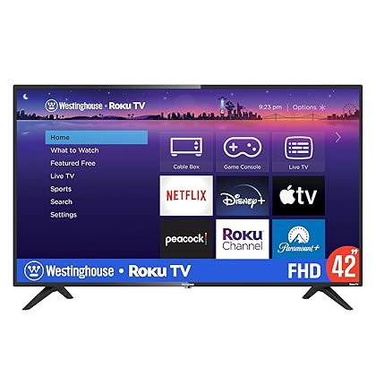 Westinghouse Roku TV - 42 Inch Smart TV, 1080P LED Full HD TV with Wi-Fi Connectivity and Mobile App, Flat Screen TV Compatible with Apple Home Kit, Alexa and Google Assistant