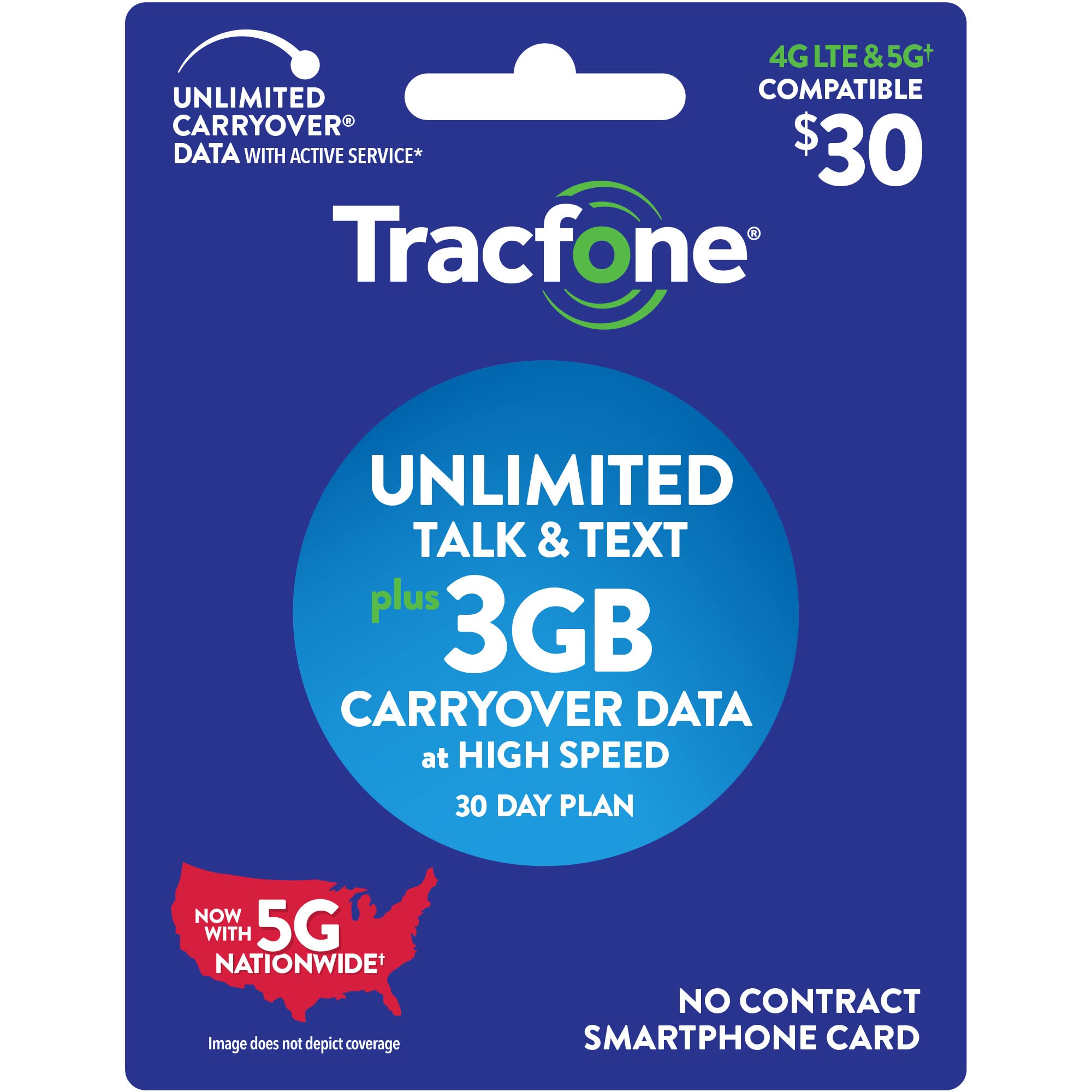 New Tracfone $30 Unlimited Talk, Text, 3GB Data - 30 Day Smartphone Plan