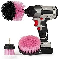 3-Piece Electric Drill Brush Head, 2 inch 3.5 inch Ball Head Brush, 4 inch disc Brush, Pink, Suitable for Cleaning Tiles, Sinks, bathtubs, bathrooms, Kitchens, etc.