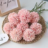 Artificial Flowers Chrysanthemum Ball Flowers Bouquet 10pcs Present for Important People Glorious Moral for Home Office Coffee House Parties and Wedding (Light Pink)