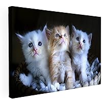 Kittens in a Basket Large Wall Art | Cat Canvas Wall Art | Cat Decor for Cat Lovers | Animal Wall Art | Large Canvas Wall Art for Living Room, Bedroom, or Kids Room | Cute Wall Art | 40