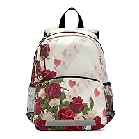 ALAZA Red Roses Music Note Casual Backpack Bag harness bookbag Travel Shoulder Bag