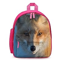 Red Fox Face Mini Travel Backpack Casual Lightweight Hiking Shoulders Bags with Side Pockets