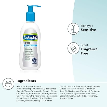 CETAPHIL RESTORADERM Soothing Moisturizer, For Eczema Prone Skin, 10 fl oz, For Dry, Itchy, Irritated Skin, 24Hr Hydration, No Added Fragrance