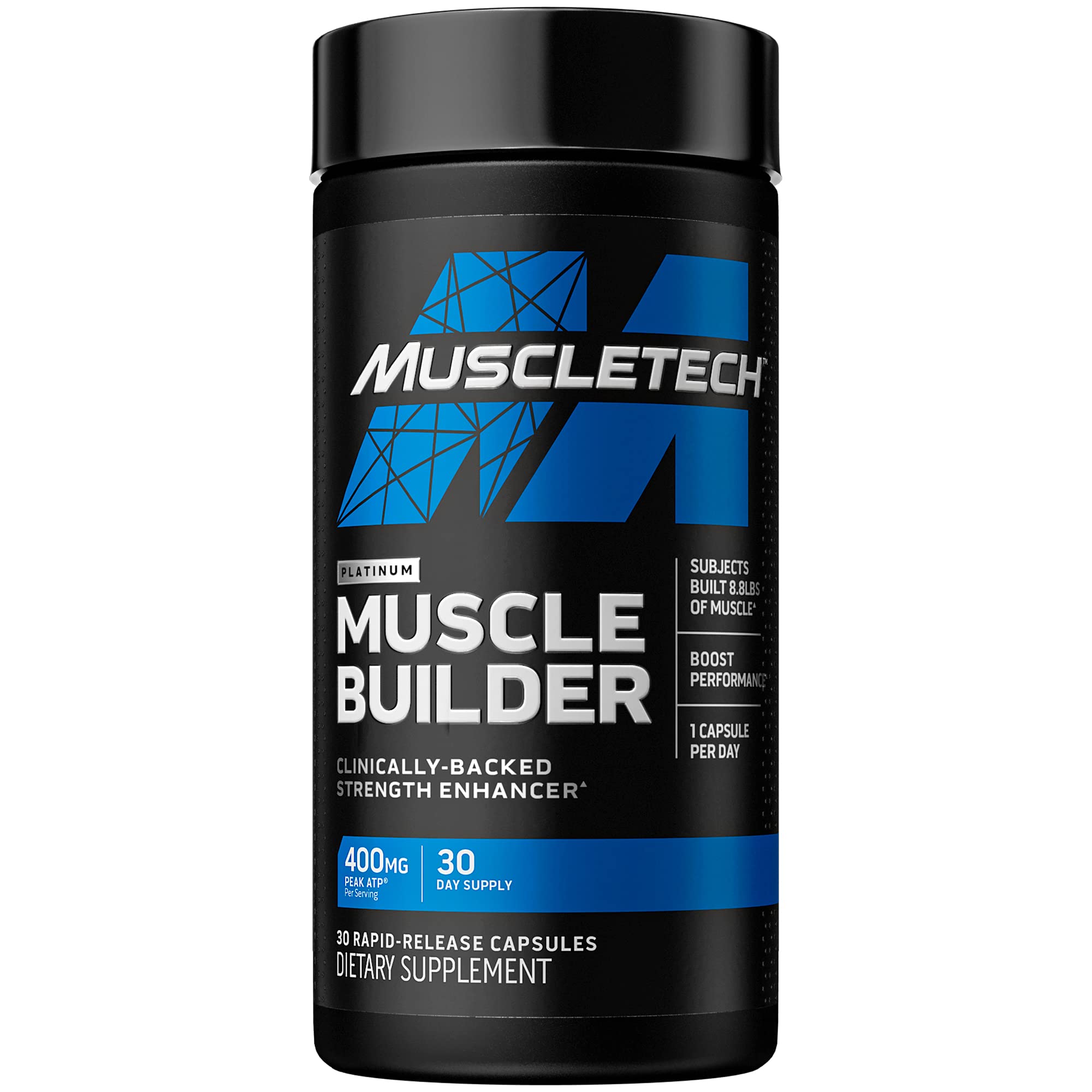 MuscleTech Muscle Builder Muscle Building Supplements for Men & Women Nitric Oxide Booster Muscle Gainer Workout Supplement 400mg of Peak ATP for Enhanced Strength, 30 Pills