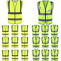 High Visibility Safety Vest With Pockets,20pcs, Wholesale Reflective Safety Vests,for Outdoor Works,Men Women,Neon Yellow