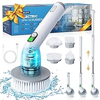 Electric Spin Scrubber, Cordless Cleaning Brush for Effortless Deep Cleaning, Power Shower Scrubber with Adjustable Long Handle and 4 Replaceable Brush Heads, Ideal for Bathroom Tub Tile Car