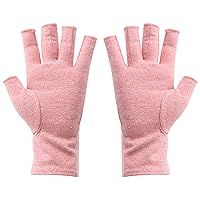 Wrist wraps Arthritis Compression Gloves Relieve Arthritis Rheumatoid Osteoarthritis for Arthritis for Women Gloves without Fingers (Color : Pink, Size : Large)