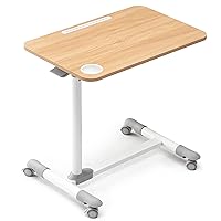 ETHU Overbed Table with Wheels, Rolling Tray Table, Hospital Bed Table, Adjustable Overbed Bedside Rolling Laptop Table