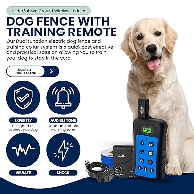 My Pet Command Underground Wireless Dog shock collar Fence System, Dual  Function With Remote Dog Training Collar System Safe Pet Containment