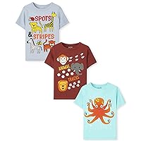 The Children's Place Baby Toddler Boys Short Sleeve Multi Color Graphic T-Shirt, 3 Pack