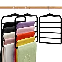 Closet Organizers and Storage,3 Pack Velvet Pants-Hangers-Space-Saving,Non Silp 5 Tier Scarf Jeans Organizer,Dorm Room Essentials for College Students Girls Boys Guys,Organization and Storage