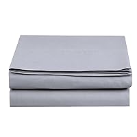 Elegant Comfort Premium Hotel Quality 1-Piece Flat Sheet, Luxury and Softest 1500 Premium Hotel Quality Microfiber Bedding Flat Sheet, Wrinkle-Free, Stain-Resistant, Queen, Silver