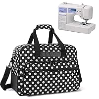 Yarwo Sewing Machine Tote Bag, Universal Portable Carrying Case with Anti-slip Padded Bottom Compatible with Most Standard Sewing Machine and Supplies, Black Dots