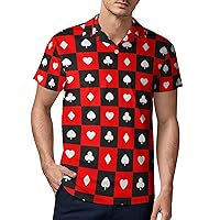 Playing Cards Squares Men's Golf Polo-Shirt Casual Short Sleeve T-Shirt Button Down Slim Fit Tee Tops