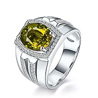 Real Gold 10/14/18K Oval Cut Gemstone Men's Rings,Anniversary Wedding Band Ring for Valentine's Day Father's Day Gift For Him/Boyfriend/Husband
