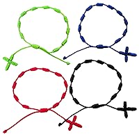 Knotted Rosary Bracelet Men Women Teens Catholic Gift Medjugorje Handmade Adjustable Cord String Rope Cross