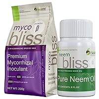 Neem Bliss (8 Fl Oz) + Myco Bliss Powder (200gms) - Mycorrhizal Fungi Inoculant for Plants - Mycorrhizae Root Enhancer Improves Nutrient Uptake & Root Growth - Highly Concentrated Formula