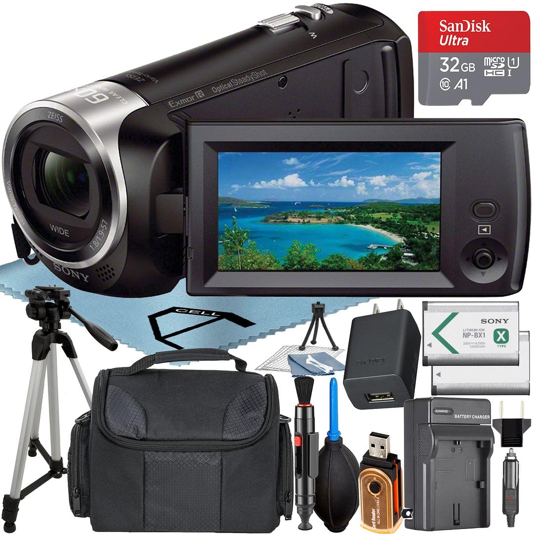 ACELL MOBILITY Sony HDR-CX405 Camcorder Video Recording Camera HD Handycam with SanDisk 32GB Micro Memory Card + Charger + Case + Tripod + A-Cell Accessory Bundle