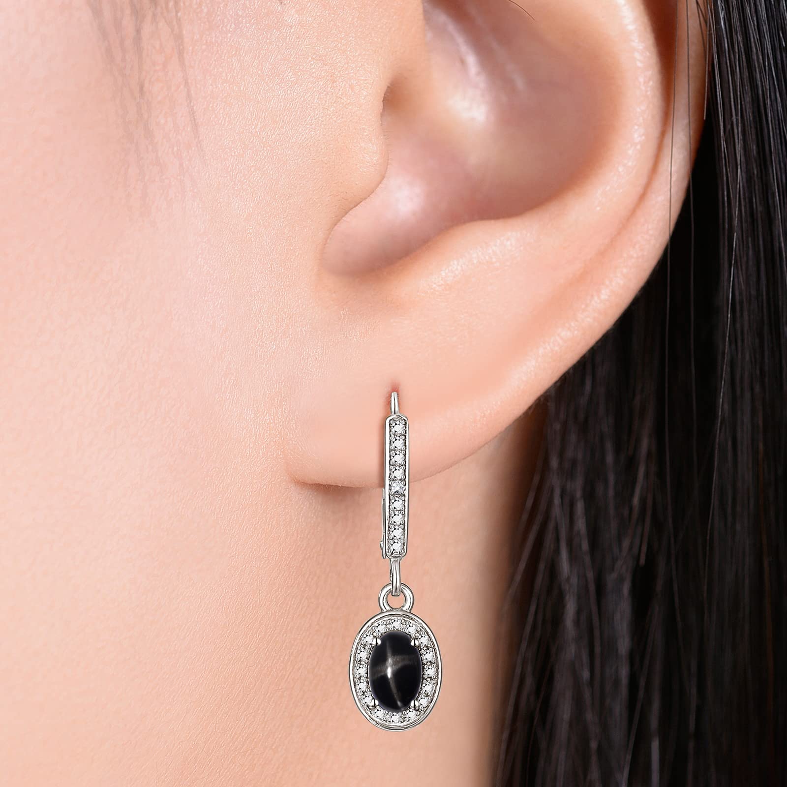 RYLOS Earrings For Women 14K Gold Earrings with Oval Shape Gemstone & Genuine Diamonds Dangling Earrings 6X4MM Birthstone Earring Color Stone Jewelry For Women Gold Earrings
