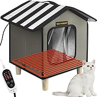 Rest-Eazzzy Cat House, Outdoor Cat Bed, Weatherproof Cat Shelter for Outdoor Cats Dogs and Small Animals (Heat Grey S)