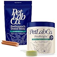 PetLab Co. – Fresh Breath Bundle: Dental Powder for an Effortless Clean in 1 Scoop for Medium Sized Dogs & Proenzyme Dental Sticks - Target Dirt & Tartar Build-Up - Easy to Use