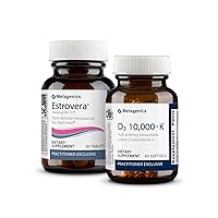 Metagenics Menopause Duo: Estrovera - All-Natural, Hormone-Free Menopause Support Supplement - 30 Tablets & Vitamin D3 10,000 + K - for Bone & Heart Health - 60 Softgels
