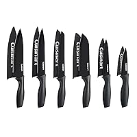 Cuisinart Knife Set, 12pc Cermaic Knife Set with 6 Blades & 6 Blade Guards, Lightweight, Stainless Steel, Durable & Dishwasher Safe (Black)