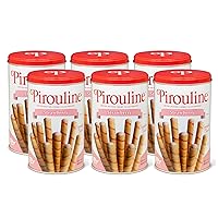 Pirouline Rolled Wafers – Strawberry – Rolled Wafer Sticks, Crème Filled Wafers, Rolled Cookies for Coffee, Tea, Ice Cream, Snacks, Parties, Gifts, and More – 14.1oz Tin 6 Pack