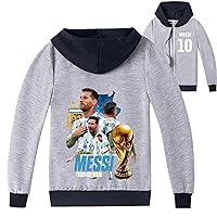 Kids Graphic Long Sleeve Zip Up Hoodie,Football Star Hooded Jackets Comfy Soft Zipper Sweatshirts for Boys(2-14Y)