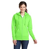 Port & Company Women's Classic Full-Zip Hooded Sweatshirt LPC78ZH Neon Green 4XL