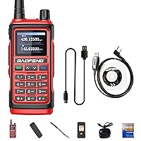 BAOFENG UV-17 5W Ham Radio Tri-Band UV&Amateur USB-C Charger 999 Channels FM Two Way Radio Long Range 1800mAh Enlarge Battery IP54 LCD for Adult Red with Type-c and Programming Cable